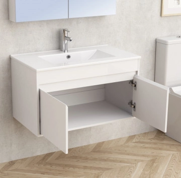 Шкаф за баня с мивка Akadia 8045-45 81см бял ИНТЕР КЕРАМИК