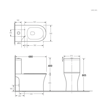 Моноблок Интер 7937P MG New сив мат ИНТЕР КЕРАМИК